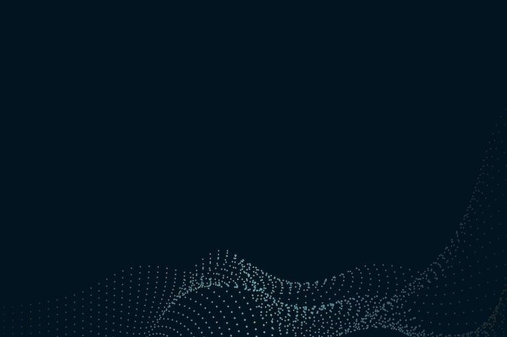 Abstract dotted data wave on a dark blue background